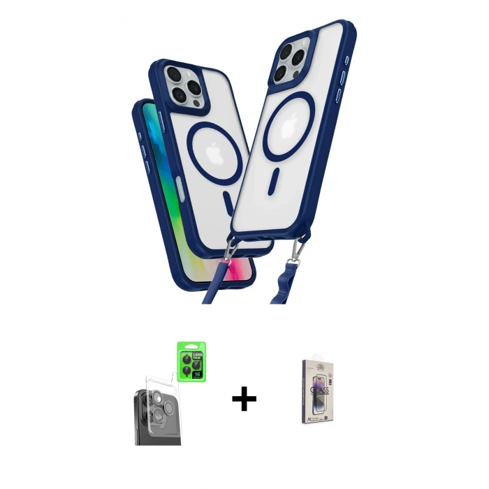 MARSİLYAN™- iPhone 16 Pro Max Kılıf Atlas Doku Koleksiyonu - Siyah Bilvis 3D Cam Ekran Koruyucu + Raze Metal Kamera Lens - SH