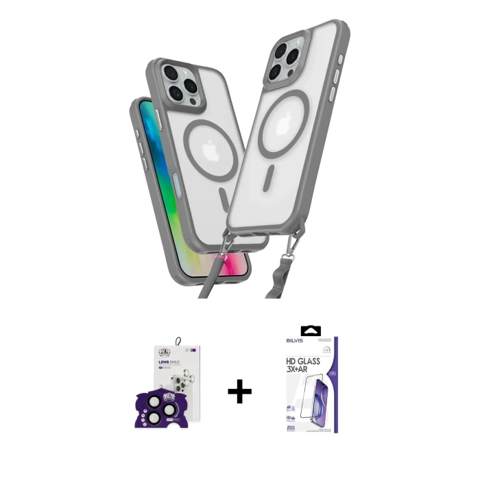 MARSİLYAN™- iPhone 16 Pro Max Kılıf Atlas Doku Koleksiyonu - Siyah Bilvis 3X AR HD Cam Ekran Koruyucu + Bilvis Titan Kamera Lens - SH