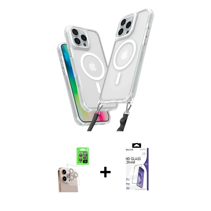 MARSİLYAN™- iPhone 16 Pro Max Kılıf Atlas Doku Koleksiyonu - Siyah Bilvis 3X AR HD Cam Ekran Koruyucu + Raze Metal Kamera Lens - NLGY