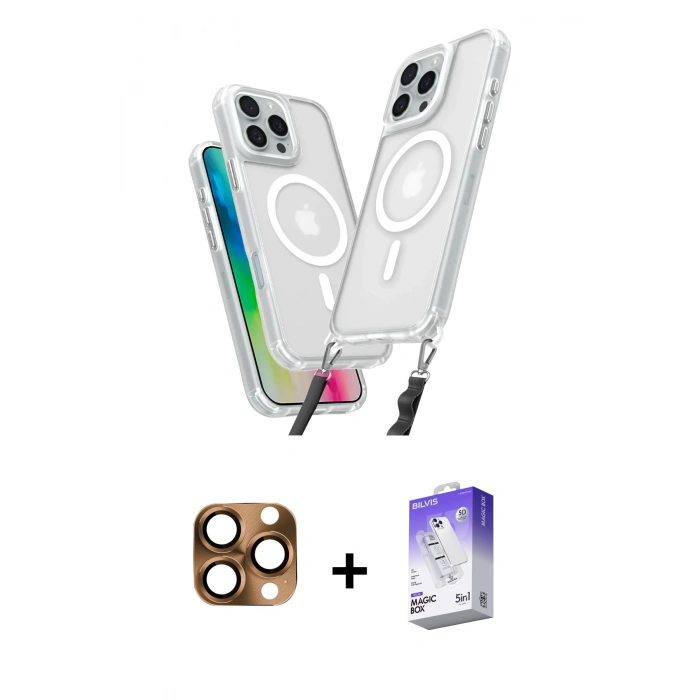 MARSİLYAN™- iPhone 16 Pro Max Kılıf Atlas Doku Koleksiyonu - Siyah Bilvis 5in1 3D Magic Cam Ekran Koruyucu + Pers Alüminyum Kamera Lens - CLTM