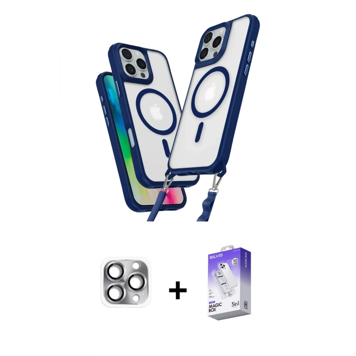 MARSİLYAN™- iPhone 16 Pro Max Kılıf Atlas Doku Koleksiyonu - Siyah Bilvis 5in1 3D Magic Cam Ekran Koruyucu + Pers Alüminyum Kamera Lens - GI