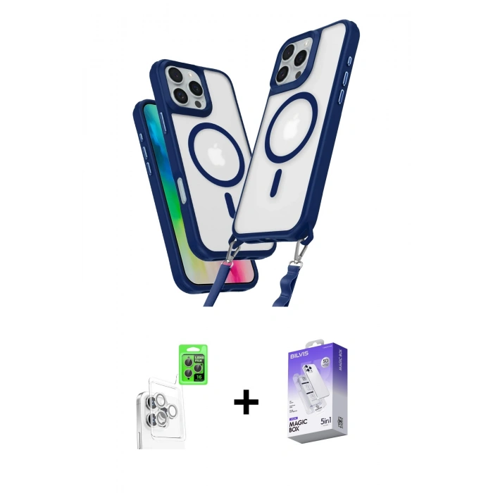 MARSİLYAN™- iPhone 16 Pro Max Kılıf Atlas Doku Koleksiyonu - Siyah Bilvis 5in1 3D Magic Cam Ekran Koruyucu + Raze Metal Kamera Lens - BZ