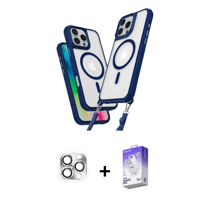 MARSİLYAN™- iPhone 16 Pro Max Kılıf Atlas Doku Koleksiyonu - Siyah Bilvis 5in1 3D Magic Cam Ekran Koruyucu + Pers Alüminyum Kamera Lens - GS