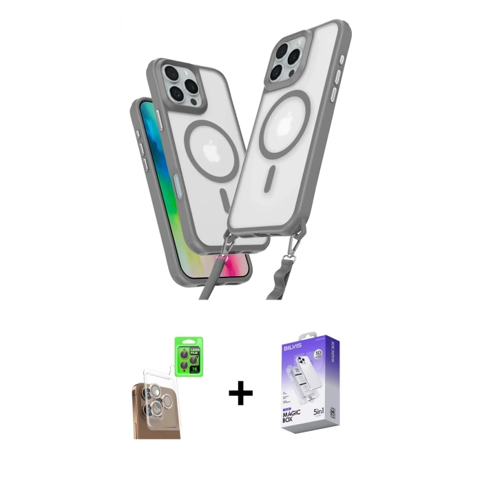 MARSİLYAN™- iPhone 16 Pro Max Kılıf Atlas Doku Koleksiyonu - Siyah Bilvis 5in1 3D Magic Cam Ekran Koruyucu + Raze Metal Kamera Lens - CLTM