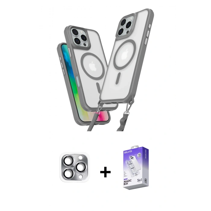 MARSİLYAN™- iPhone 16 Pro Max Kılıf Atlas Doku Koleksiyonu - Siyah Bilvis 5in1 3D Magic Cam Ekran Koruyucu + Pers Alüminyum Kamera Lens - GI