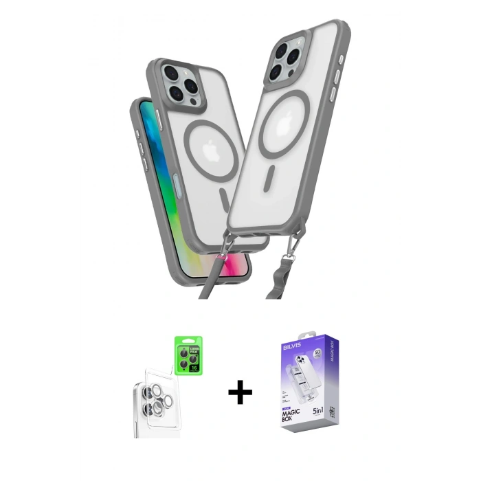 MARSİLYAN™- iPhone 16 Pro Max Kılıf Atlas Doku Koleksiyonu - Siyah Bilvis 5in1 3D Magic Cam Ekran Koruyucu + Raze Metal Kamera Lens - BZ