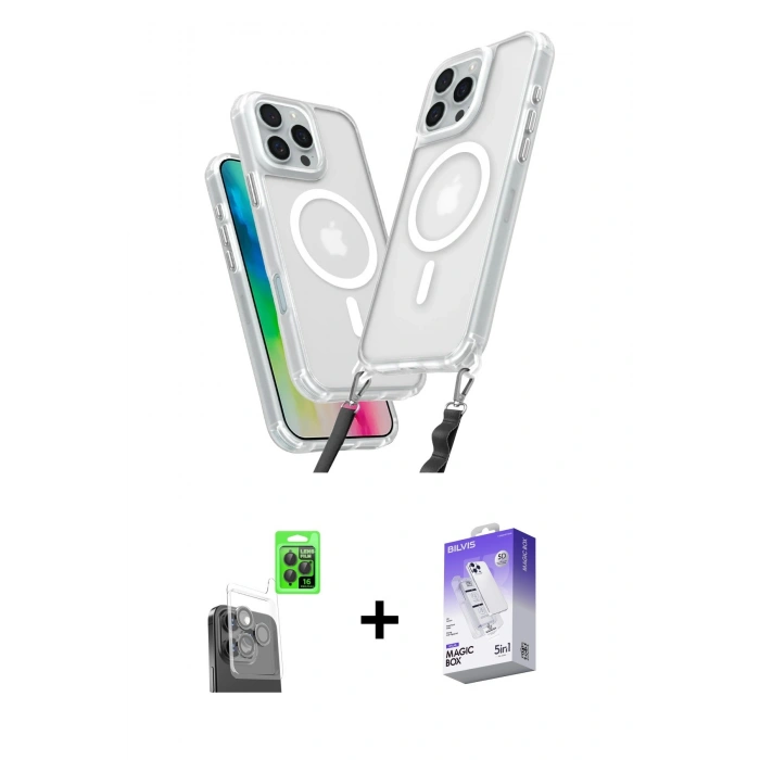 MARSİLYAN™- iPhone 16 Pro Max Kılıf Atlas Doku Koleksiyonu - Siyah Bilvis 5in1 3D Magic Cam Ekran Koruyucu + Raze Metal Kamera Lens - SH