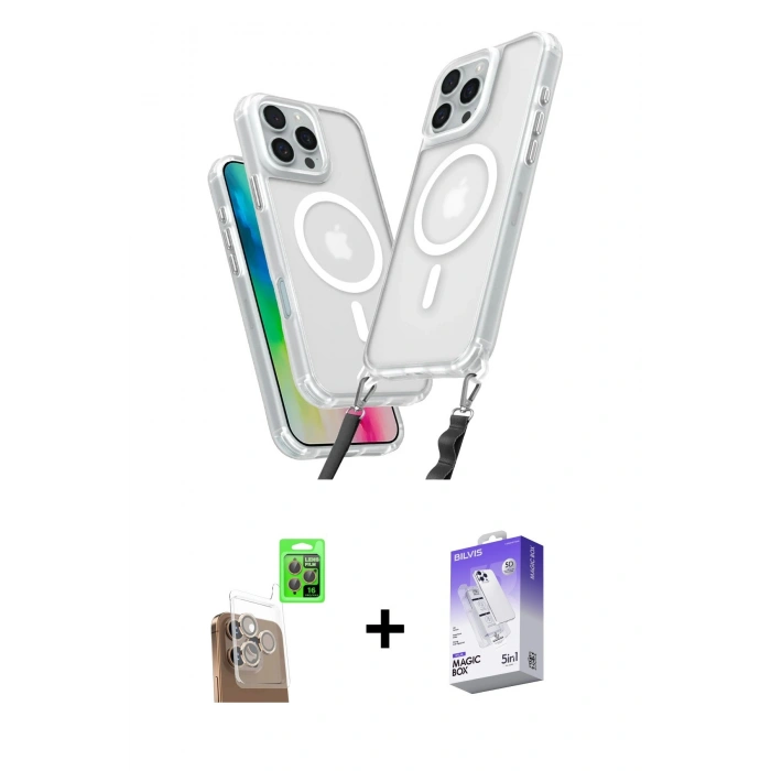 MARSİLYAN™- iPhone 16 Pro Max Kılıf Atlas Doku Koleksiyonu - Siyah Bilvis 5in1 3D Magic Cam Ekran Koruyucu + Raze Metal Kamera Lens - CLTM