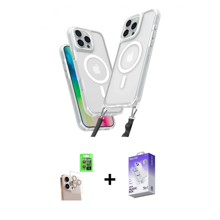 MARSİLYAN™- iPhone 16 Pro Max Kılıf Atlas Doku Koleksiyonu - Siyah Bilvis 5in1 3D Magic Cam Ekran Koruyucu + Raze Metal Kamera Lens - NLGY