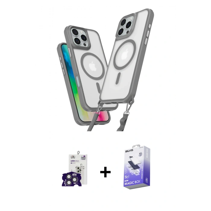 MARSİLYAN™- iPhone 16 Pro Max Kılıf Atlas Doku Koleksiyonu - Siyah Bilvis 5in1 5D Magic Hayalet Cam Ekran Koruyucu + Bilvis Titan Kamera Lens - TMGI