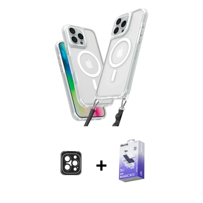 MARSİLYAN™- iPhone 16 Pro Max Kılıf Atlas Doku Koleksiyonu - Siyah Bilvis 5in1 5D Magic Hayalet Cam Ekran Koruyucu + PVD Metal Kamera Lens - SH