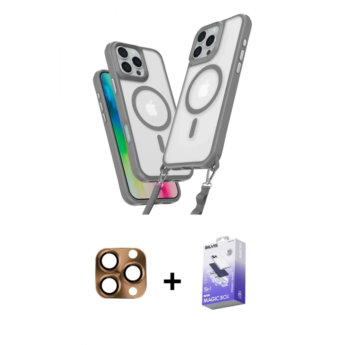 MARSİLYAN™- iPhone 16 Pro Max Kılıf Atlas Doku Koleksiyonu - Siyah Bilvis 5in1 5D Magic Hayalet Cam Ekran Koruyucu + Pers Alüminyum Kamera Lens - CLTM