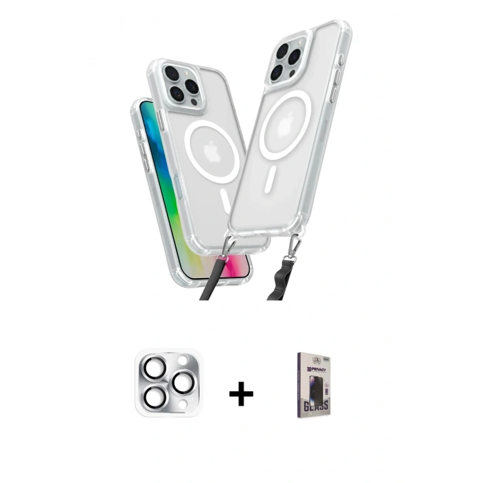 MARSİLYAN™- iPhone 16 Pro Max Kılıf Atlas Doku Koleksiyonu - Siyah Bilvis Hayalet Cam Ekran Koruyucu + Pers Alüminyum Kamera Lens - GS