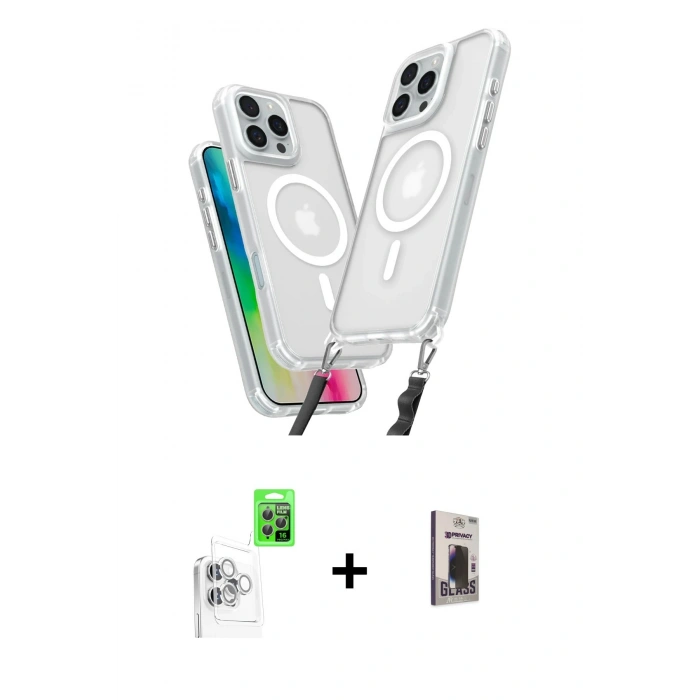 MARSİLYAN™- iPhone 16 Pro Max Kılıf Atlas Doku Koleksiyonu - Siyah Bilvis Hayalet Cam Ekran Koruyucu + Raze Metal Kamera Lens - BZ