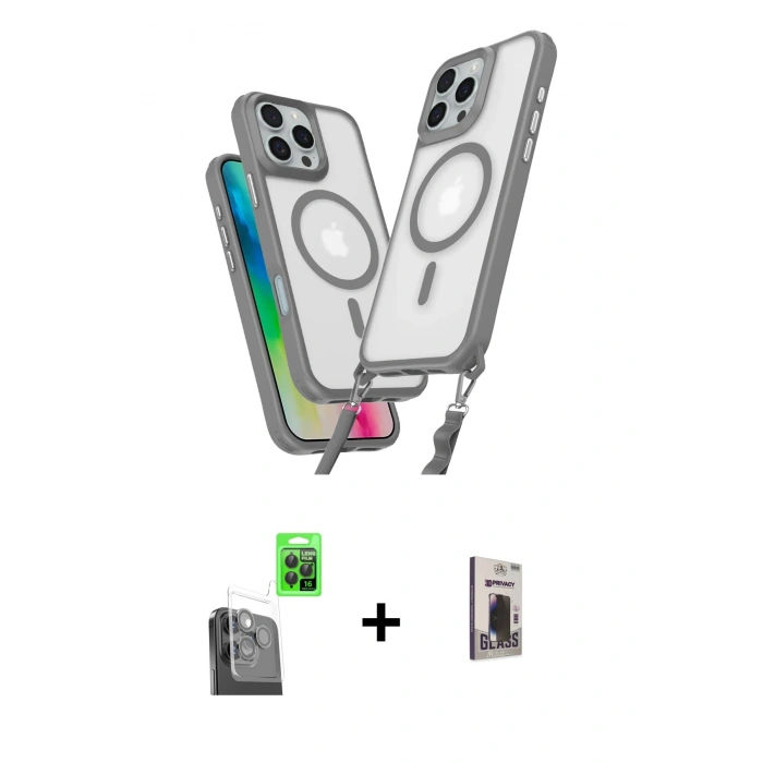 MARSİLYAN™- iPhone 16 Pro Max Kılıf Atlas Doku Koleksiyonu - Siyah Bilvis Hayalet Cam Ekran Koruyucu + Raze Metal Kamera Lens - SH