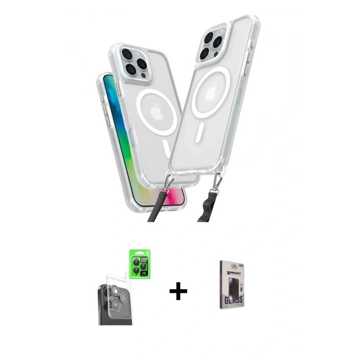 MARSİLYAN™- iPhone 16 Pro Max Kılıf Atlas Doku Koleksiyonu - Siyah Bilvis Hayalet Cam Ekran Koruyucu + Raze Metal Kamera Lens - SH