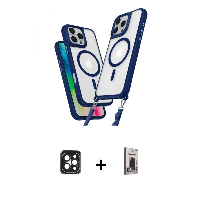MARSİLYAN™- iPhone 16 Pro Max Kılıf Atlas Doku Koleksiyonu - Siyah Bilvis Hayalet Cam Ekran Koruyucu + PVD Metal Kamera Lens - SH