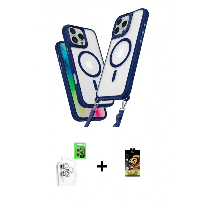 MARSİLYAN™- iPhone 16 Pro Max Kılıf Atlas Doku Koleksiyonu - Siyah Buffer Cam Ekran Koruyucu + Raze Metal Kamera Lens - BZ