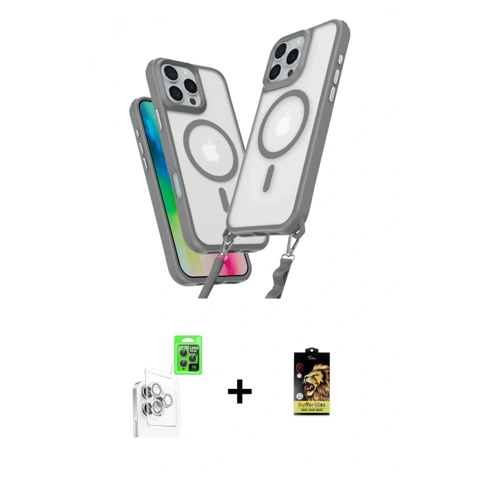 MARSİLYAN™- iPhone 16 Pro Max Kılıf Atlas Doku Koleksiyonu - Siyah Buffer Cam Ekran Koruyucu + Raze Metal Kamera Lens - BZ