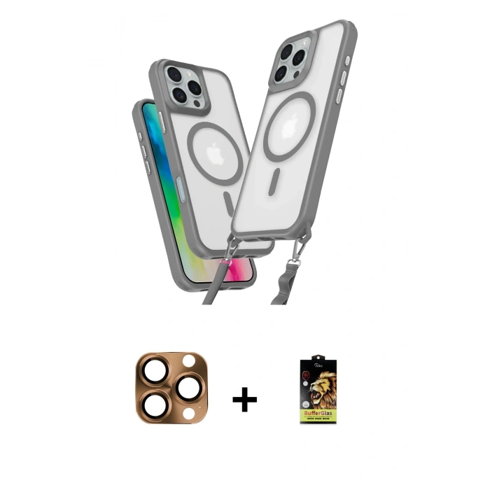 MARSİLYAN™- iPhone 16 Pro Max Kılıf Atlas Doku Koleksiyonu - Siyah Buffer Cam Ekran Koruyucu + Pers Alüminyum Kamera Lens - CLTM