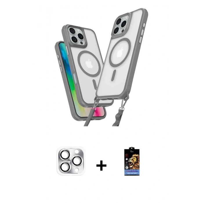 MARSİLYAN™- iPhone 16 Pro Max Kılıf Atlas Doku Koleksiyonu - Siyah Buffer Hayalet Cam Ekran Koruyucu + Pers Alüminyum Kamera Lens - GS