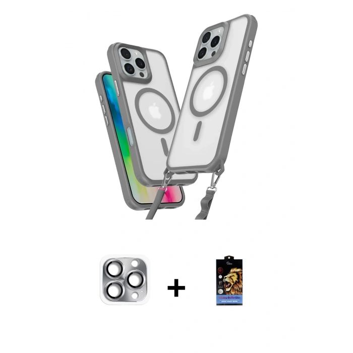 MARSİLYAN™- iPhone 16 Pro Max Kılıf Atlas Doku Koleksiyonu - Siyah Buffer Hayalet Cam Ekran Koruyucu + Pers Alüminyum Kamera Lens - GI