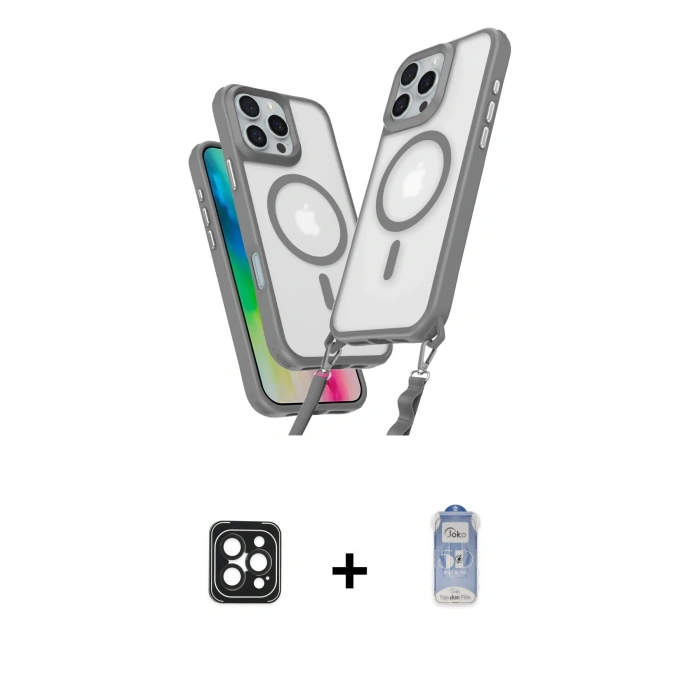 MARSİLYAN™- iPhone 16 Pro Max Kılıf Atlas Doku Koleksiyonu - Siyah Joko Magic 5D Cam + PVD Metal Kamera Lens - SH