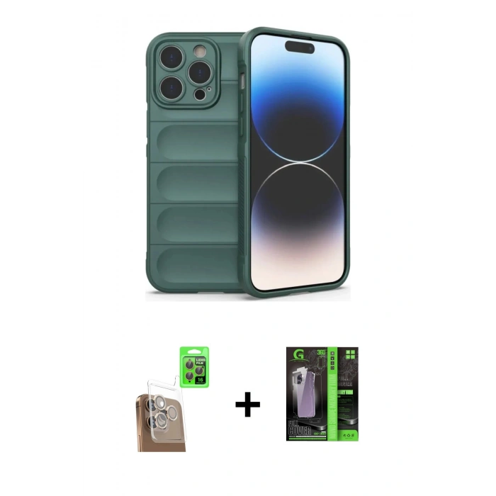 MARSİLYAN™- iPhone 16 Pro Max Kılıf Atlas Koleksiyonu - Şeffaf 360 Full Body Arka Koruyucu + Raze Metal Kamera Lens - CLTM