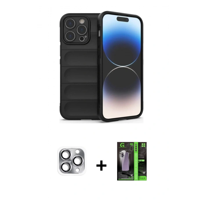 MARSİLYAN™- iPhone 16 Pro Max Kılıf Atlas Koleksiyonu - Şeffaf 360 Full Body Arka Koruyucu + Pers Alüminyum Kamera Lens - GI