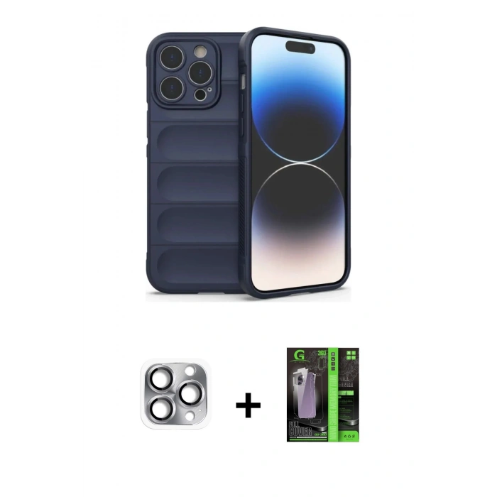 MARSİLYAN™- iPhone 16 Pro Max Kılıf Atlas Koleksiyonu - Şeffaf 360 Full Body Arka Koruyucu + Pers Alüminyum Kamera Lens - GI