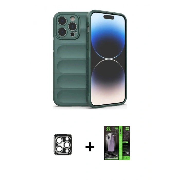 MARSİLYAN™- iPhone 16 Pro Max Kılıf Atlas Koleksiyonu - Şeffaf 360 Full Body Arka Koruyucu + PVD Metal Kamera Lens - GS