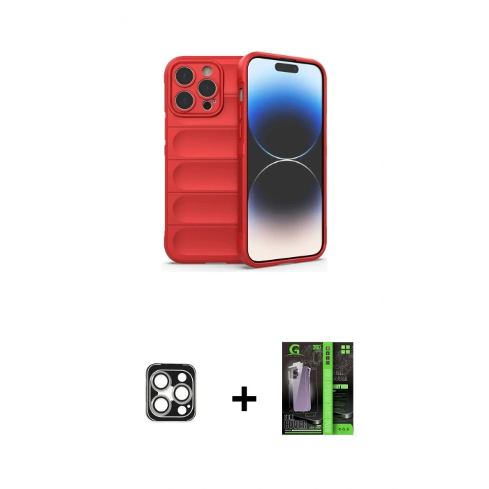 MARSİLYAN™- iPhone 16 Pro Max Kılıf Atlas Koleksiyonu - Şeffaf 360 Full Body Arka Koruyucu + PVD Metal Kamera Lens - GS