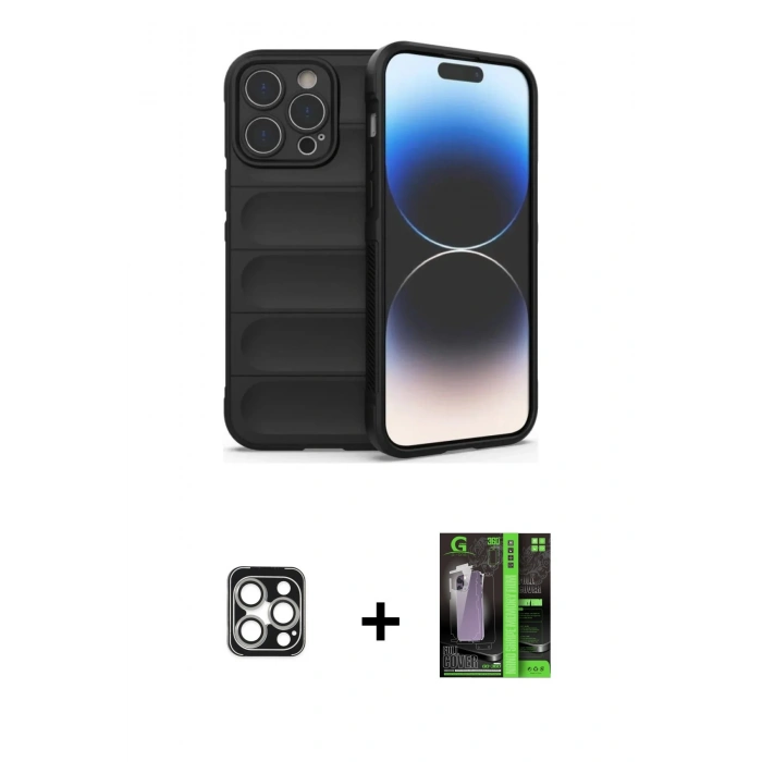 MARSİLYAN™- iPhone 16 Pro Max Kılıf Atlas Koleksiyonu - Şeffaf 360 Full Body Arka Koruyucu + PVD Metal Kamera Lens - GS
