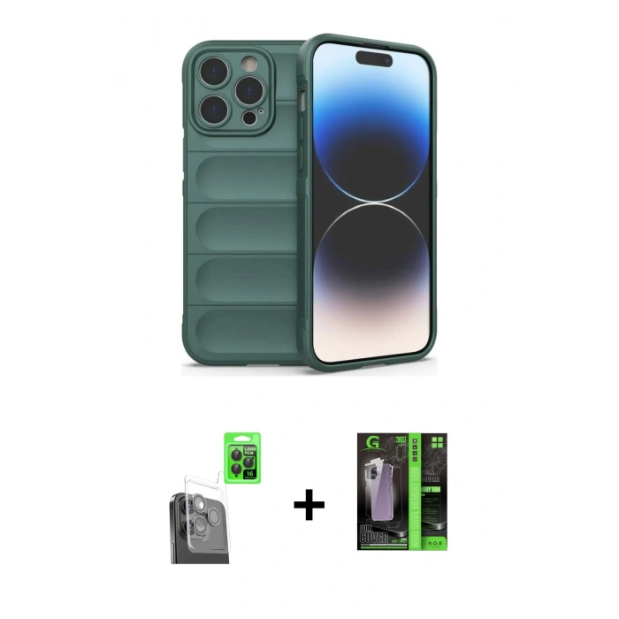 MARSİLYAN™- iPhone 16 Pro Max Kılıf Atlas Koleksiyonu - Şeffaf 360 Full Body Arka Koruyucu + Raze Metal Kamera Lens - SH
