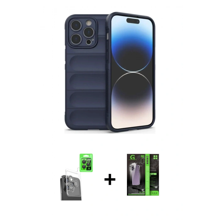 MARSİLYAN™- iPhone 16 Pro Max Kılıf Atlas Koleksiyonu - Şeffaf 360 Full Body Arka Koruyucu + Raze Metal Kamera Lens - SH