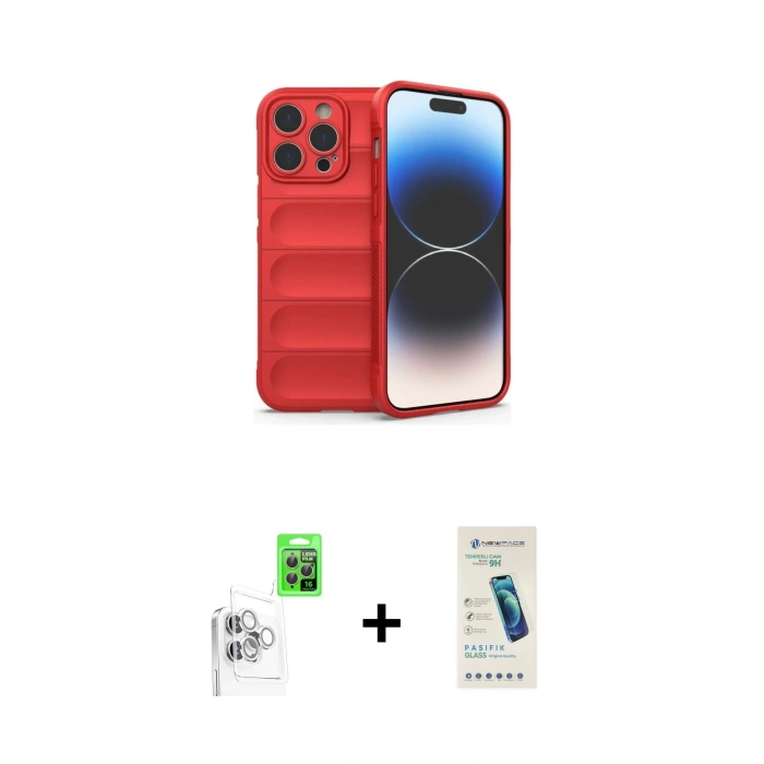 MARSİLYAN™- iPhone 16 Pro Max Kılıf Atlas Koleksiyonu - Şeffaf Pasifik Cam Ekran Koruyucu + Raze Metal Kamera Lens - BZ