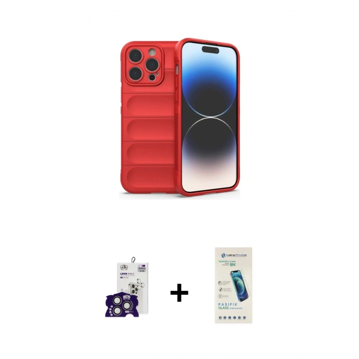 MARSİLYAN™- iPhone 16 Pro Max Kılıf Atlas Koleksiyonu - Şeffaf Pasifik Cam Ekran Koruyucu + Bilvis Titan Kamera Lens - TMGI