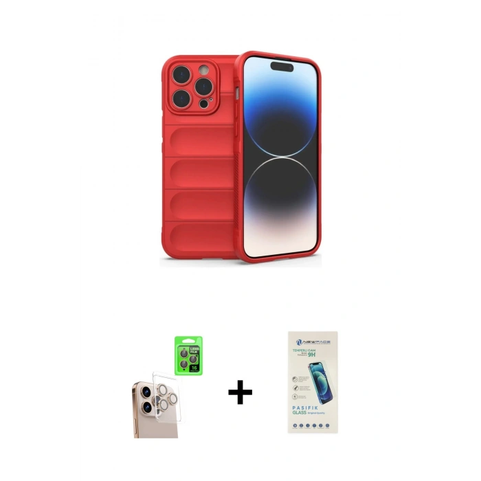 MARSİLYAN™- iPhone 16 Pro Max Kılıf Atlas Koleksiyonu - Şeffaf Pasifik Cam Ekran Koruyucu + Raze Metal Kamera Lens - NLGY
