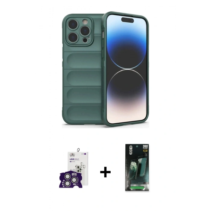 MARSİLYAN™- iPhone 16 Pro Max Kılıf Atlas Koleksiyonu - Siyah 360 Mat Full Body Arka Koruyucu + Bilvis Titan Kamera Lens - GS