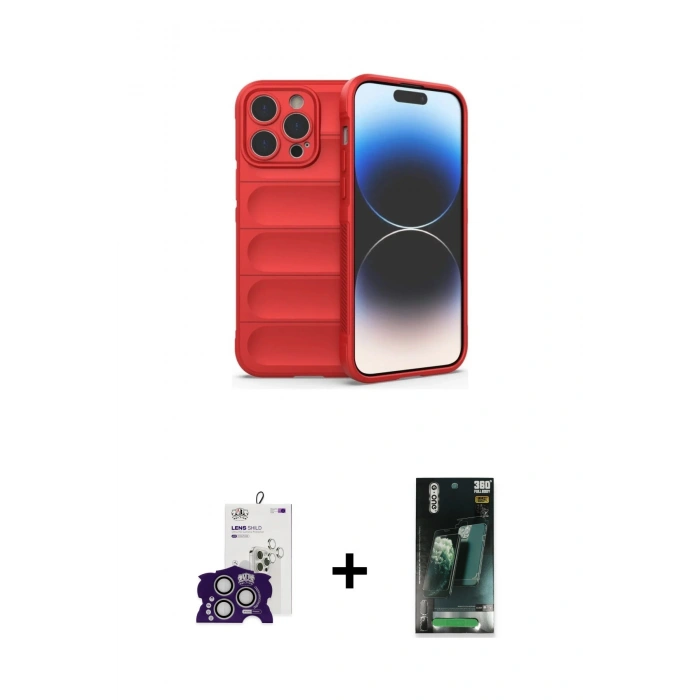MARSİLYAN™- iPhone 16 Pro Max Kılıf Atlas Koleksiyonu - Siyah 360 Mat Full Body Arka Koruyucu + Bilvis Titan Kamera Lens - GS