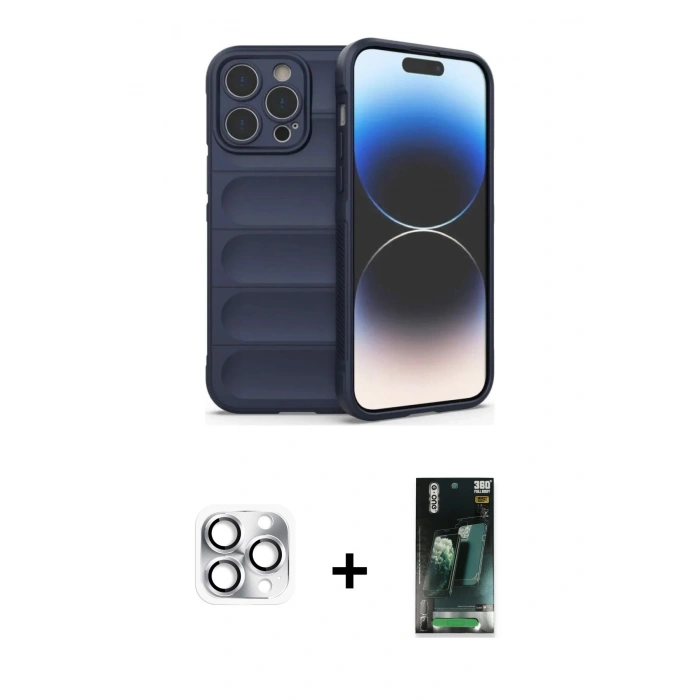 MARSİLYAN™- iPhone 16 Pro Max Kılıf Atlas Koleksiyonu - Siyah 360 Mat Full Body Arka Koruyucu + Pers Alüminyum Kamera Lens - GS