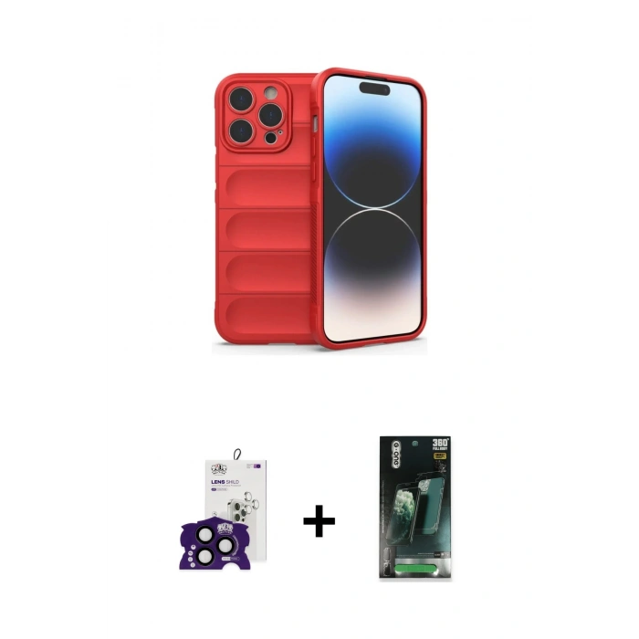 MARSİLYAN™- iPhone 16 Pro Max Kılıf Atlas Koleksiyonu - Siyah 360 Mat Full Body Arka Koruyucu + Bilvis Titan Kamera Lens - SH