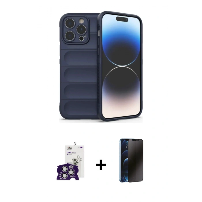MARSİLYAN™- iPhone 16 Pro Max Kılıf Atlas Koleksiyonu - Siyah 3D Antistatik Hayalet Cam Ekran Koruyucu + Bilvis Titan Kamera Lens - GS