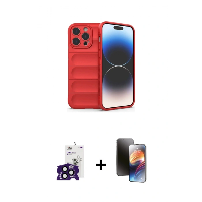 MARSİLYAN™- iPhone 16 Pro Max Kılıf Atlas Koleksiyonu - Siyah 3D Antistatik Mat Seramik Nano Ekran Koruyucu + Bilvis Titan Kamera Lens - SH