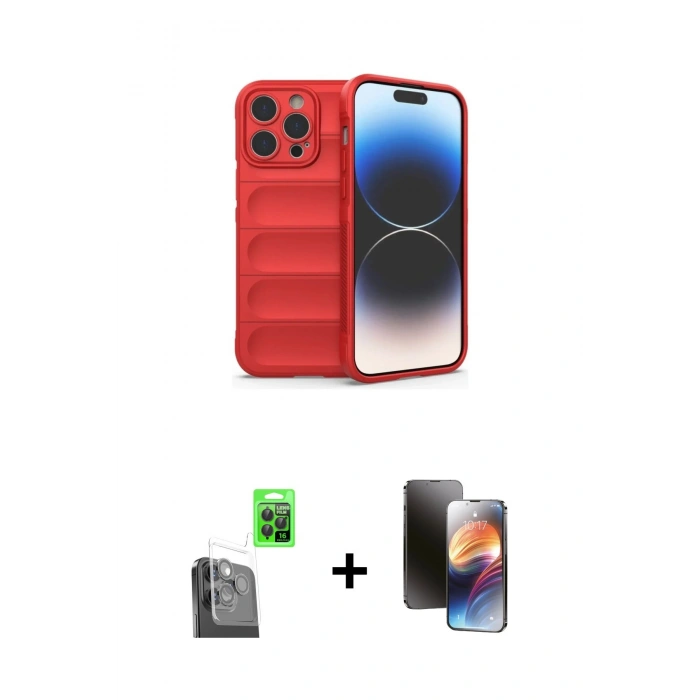 MARSİLYAN™- iPhone 16 Pro Max Kılıf Atlas Koleksiyonu - Siyah 3D Antistatik Mat Seramik Nano Ekran Koruyucu + Raze Metal Kamera Lens - SH