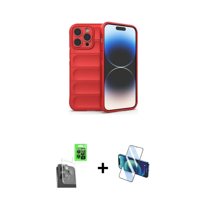 MARSİLYAN™- iPhone 16 Pro Max Kılıf Atlas Koleksiyonu - Siyah 3D Antistatik Seramik Nano Ekran Koruyucu + Raze Metal Kamera Lens - SH