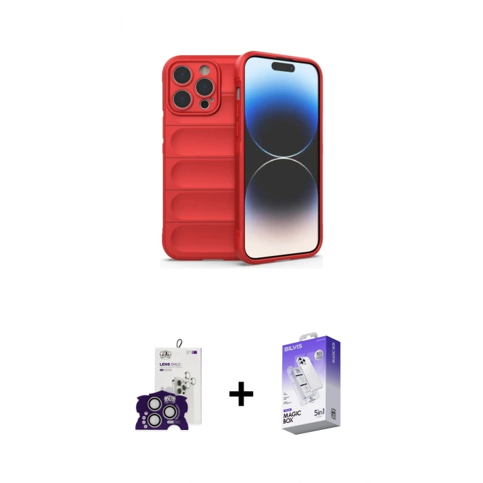 MARSİLYAN™- iPhone 16 Pro Max Kılıf Atlas Koleksiyonu - Siyah Bilvis 5in1 3D Magic Cam Ekran Koruyucu + Bilvis Titan Kamera Lens - GS