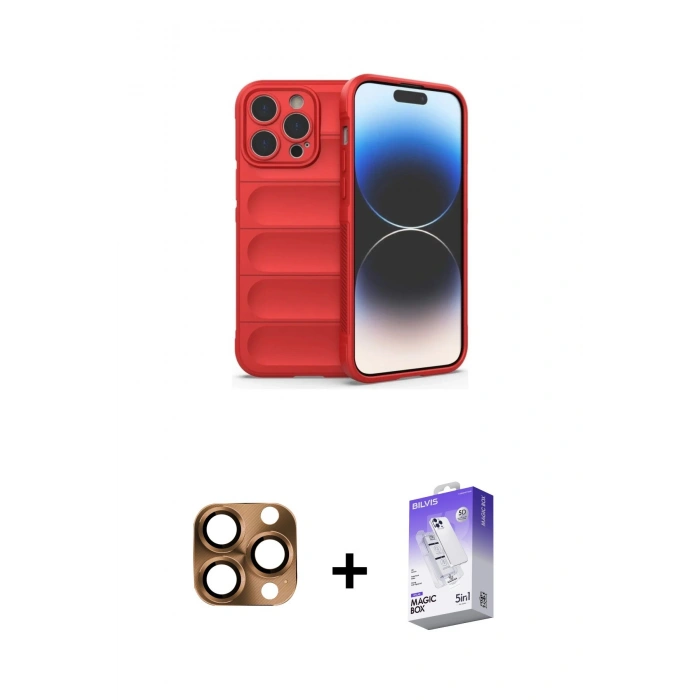 MARSİLYAN™- iPhone 16 Pro Max Kılıf Atlas Koleksiyonu - Siyah Bilvis 5in1 3D Magic Cam Ekran Koruyucu + Pers Alüminyum Kamera Lens - CLTM