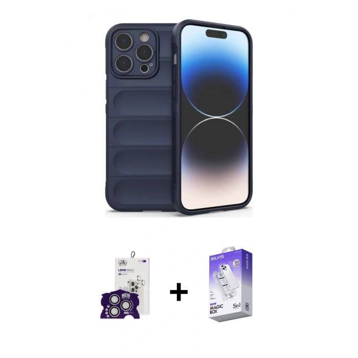 MARSİLYAN™- iPhone 16 Pro Max Kılıf Atlas Koleksiyonu - Siyah Bilvis 5in1 3D Magic Cam Ekran Koruyucu + Bilvis Titan Kamera Lens - GS