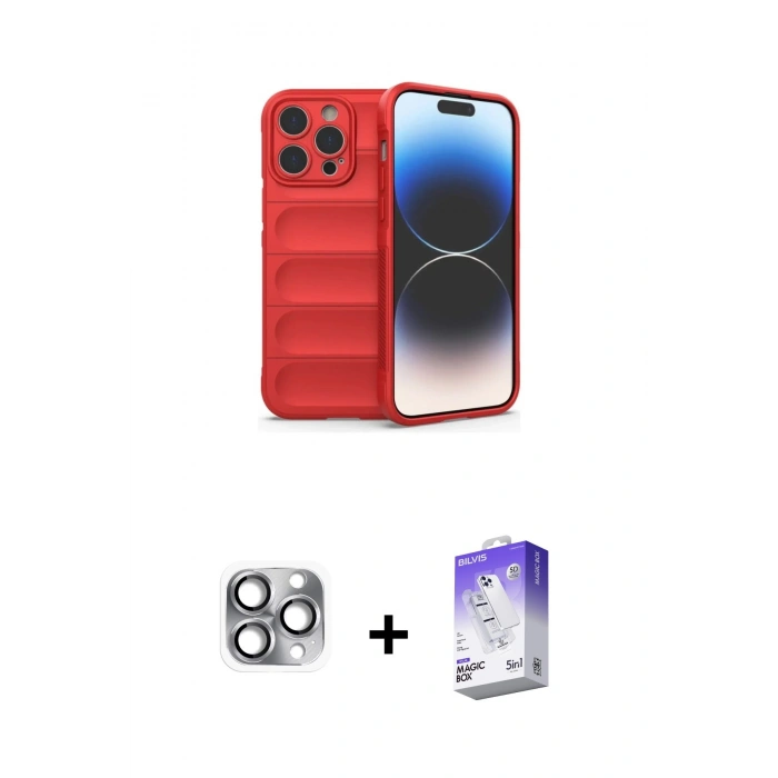 MARSİLYAN™- iPhone 16 Pro Max Kılıf Atlas Koleksiyonu - Siyah Bilvis 5in1 3D Magic Cam Ekran Koruyucu + Pers Alüminyum Kamera Lens - GI